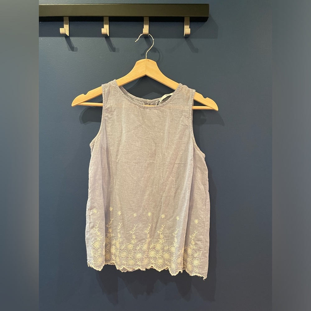 Light blue linen top from Mango, size 4.